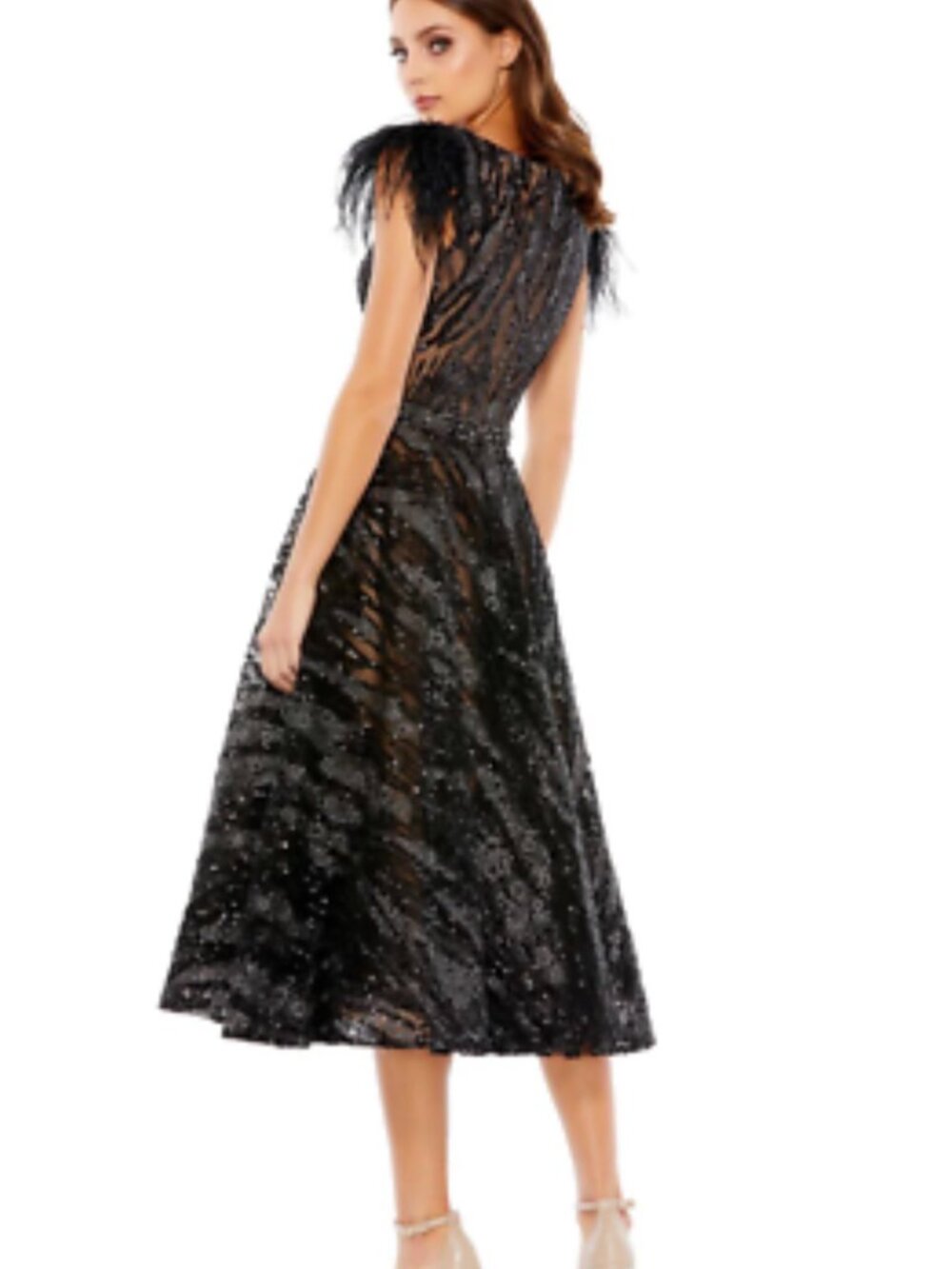 Mac Duggal 79339 Feather Embellished Formal Dress EUC Wedding Guest Gown - Picture 2 of 12
